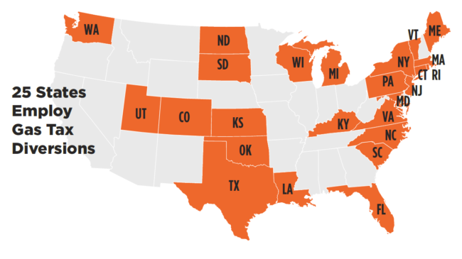 The State Gas Tax Money That Is Diverted Away From Roads and Highways